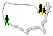 Ilustration depicting parents living in 2 different states